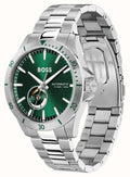 Hugo Boss Troper Automatic Chronograph Green Dial Silver Steel Strap Watch for Men - 1514200
