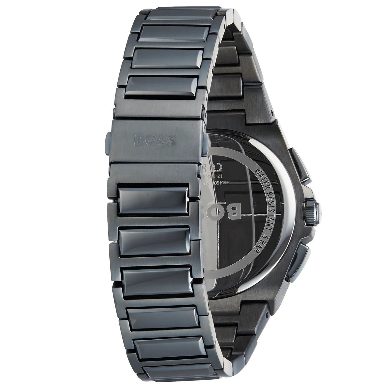 Hugo Boss Taper Chronograph Black Dial Black Steel Strap Watch for Men - 1514090