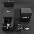 Hugo Boss Gregor Chronograph Black Dial Black Leather Strap Watch for Men - 1514049