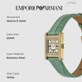 Emporio Armani Classic White Dial Green Leather Strap Watch for Women - AR11661