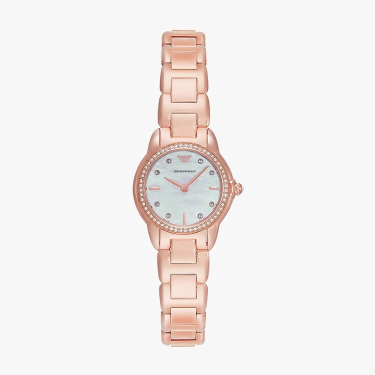 Emporio Armani Mia Mother of Pearl Dial Rose Gold Steel Strap Watch for Women - AR11671