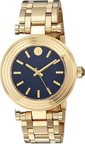 Tory Burch Classic T Black Dial Gold Steel Strap Watch for Women - TBW9010
