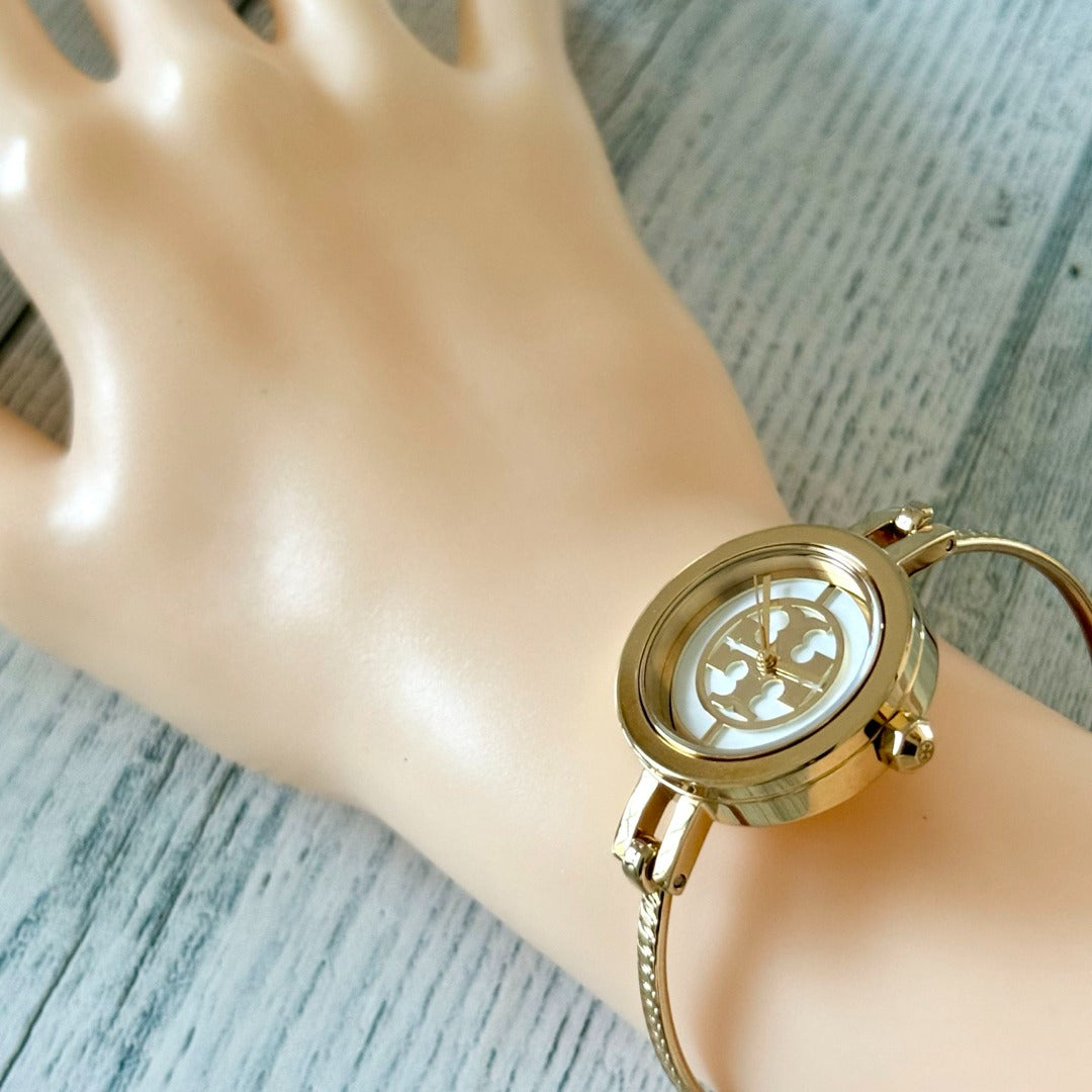 Tory Burch Riva Gold Dial Gold Steel Strap Watch for Women - TBW4029