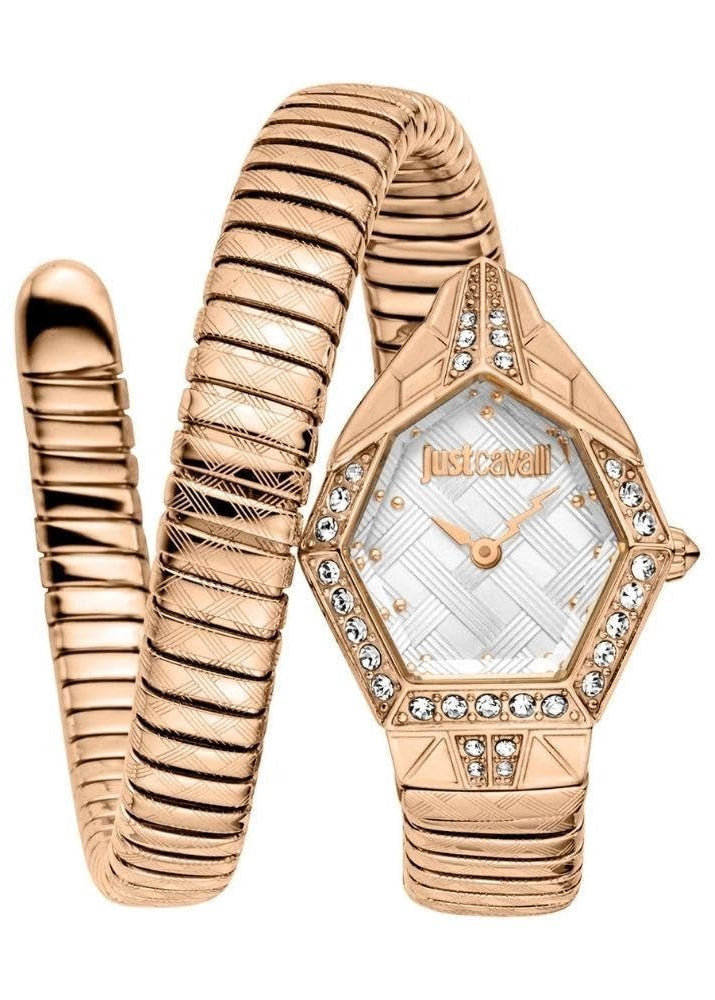 Just Cavalli Ornato White Dial Rose Gold Steel Strap Watch for Women - JC1L303M0045