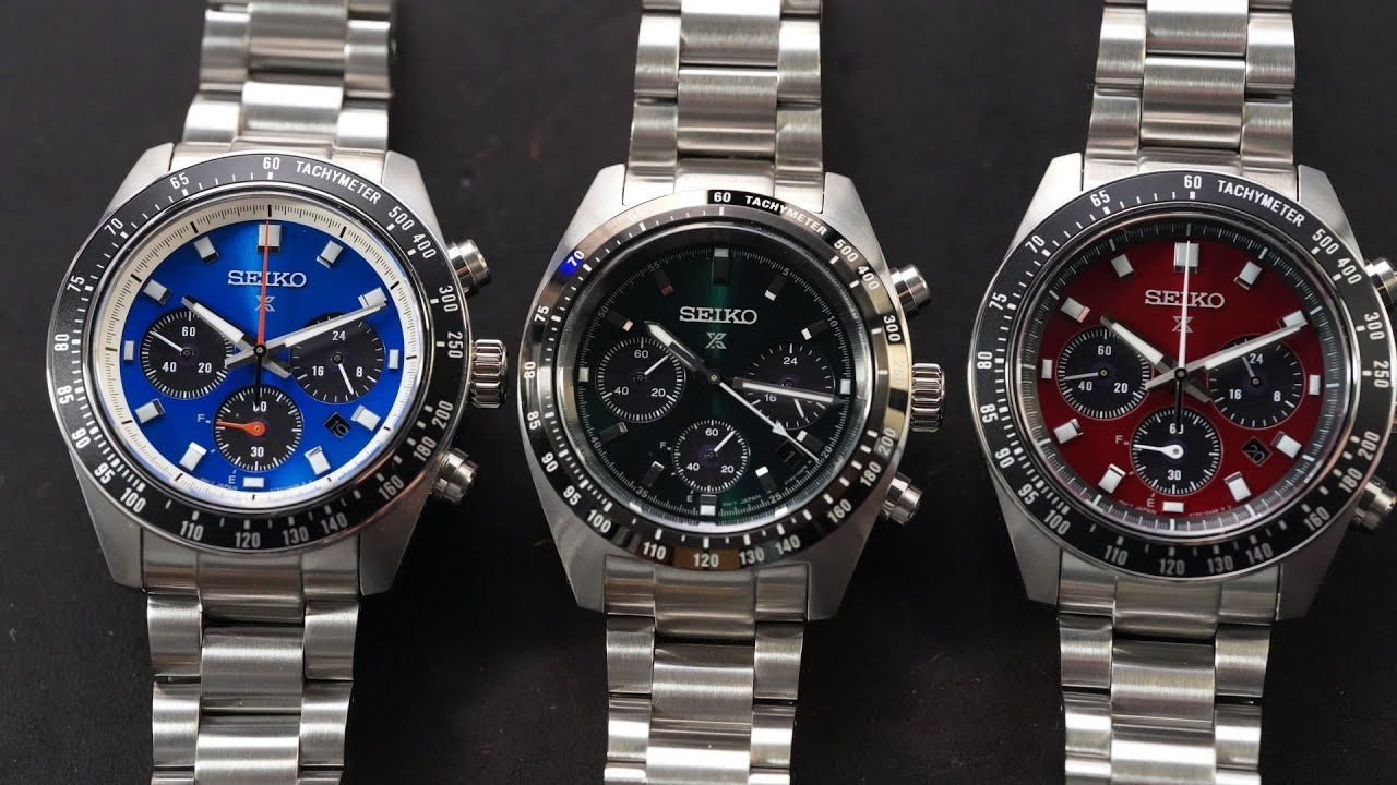 Seiko Speedtimer Solar US Special Edition Blue Dial Silver Steel Strap Watch for Men - SSC931