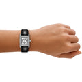Emporio Armani Classic Crystals Silver Dial Black Leather Strap Watch for Women - AR11660