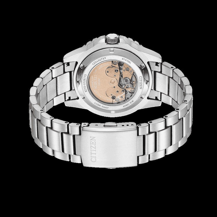 Citizen Mechanical Automatic Yellow Dial Silver Steel Strap Watch for Men - NJ0170-83Z