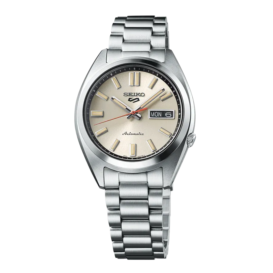 Seiko 5 Sports SNXS Series Automatic Beige Dial Silver Steel Strap Watch for Men - SRPK91K1