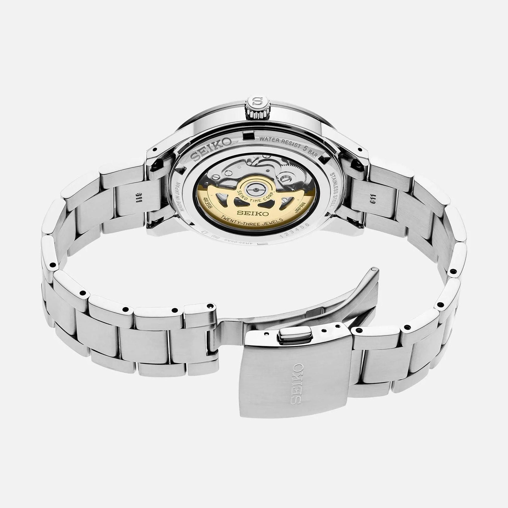 Seiko Presage Style60's Automatic Blue Dial Silver Steel Strap Watch for Men - SRPG05J1