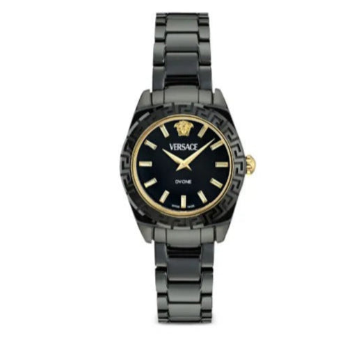 Versace DV One Mini Black Dial Black Steel Strap Watch for Women - VE9F00124