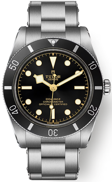 Tudor Black Bay 54 Black Dial Silver Steel Strap Watch for Men - M79000N-0001