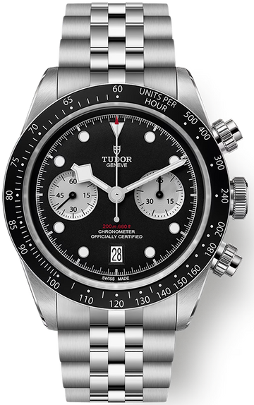 Tudor Black Bay Chrono Black Dial Silver Steel Strap Watch for Men - M79360N-0013