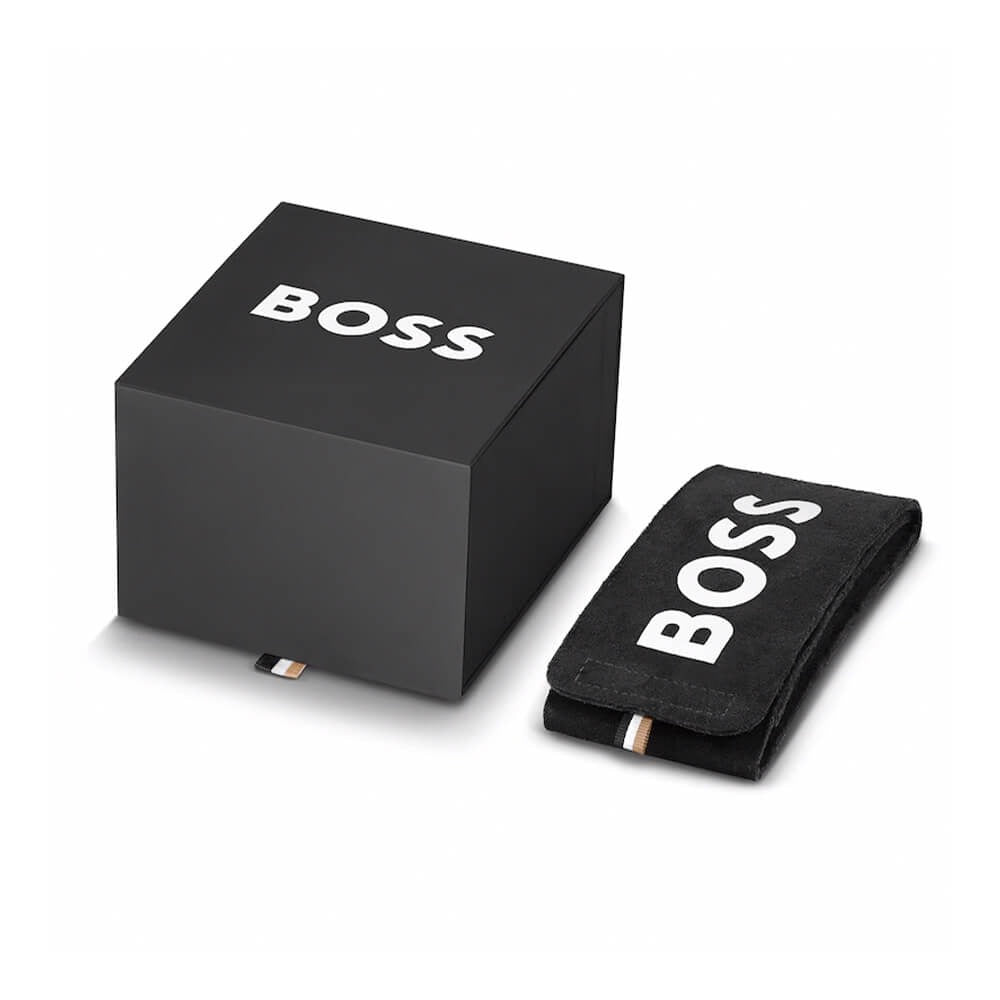 Hugo Boss Skytraveller Chronograph Burgundy Red Dial Black Leather Strap Watch for Men - 1514193