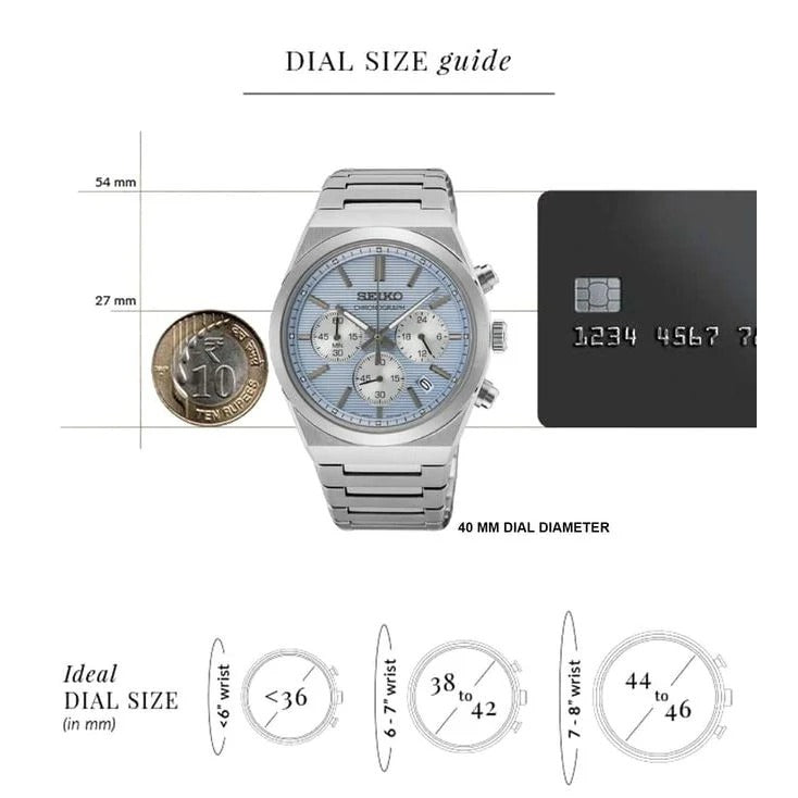 Seiko Conceptual Chronograph Ice Blue Dial Silver Steel Strap Watch for Men - SSB459P1