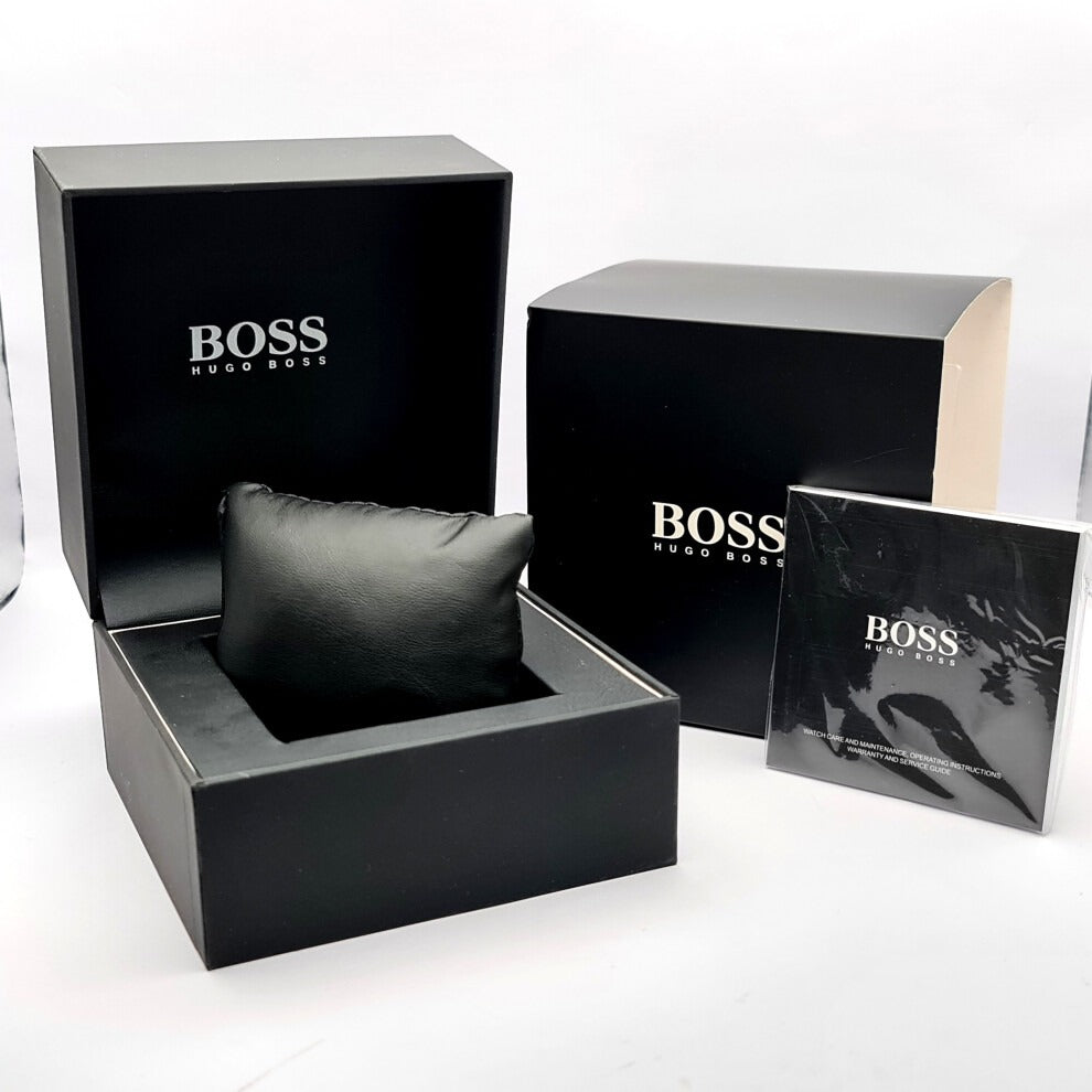 Hugo Boss Aeroliner Chronograph Black Dial Black Leather Strap Watch for Men - 1512567