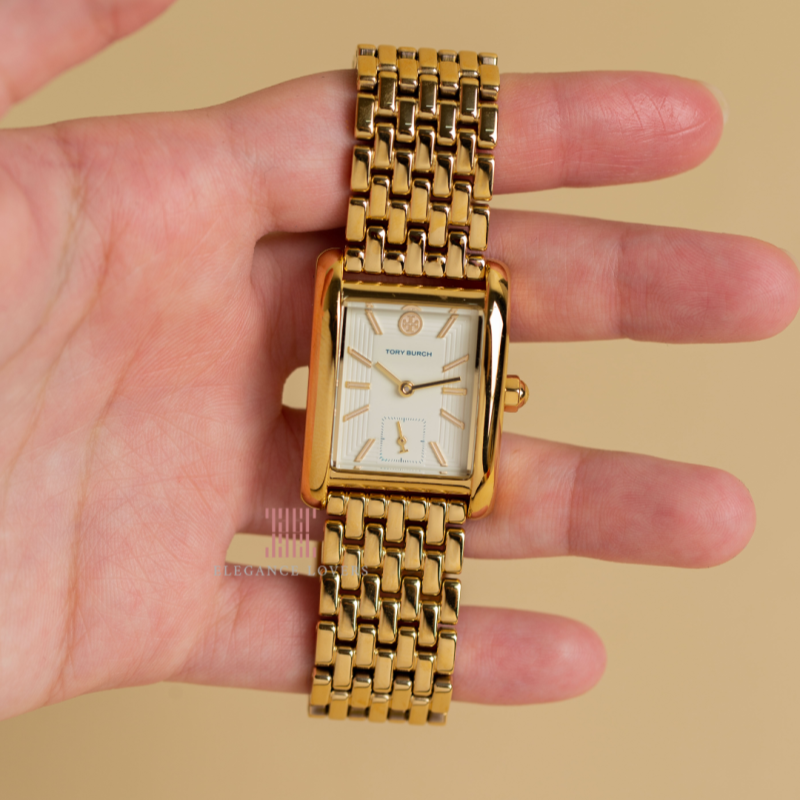 Tory Burch Eleanor White Dial Gold Steel Strap Watch for Women - TBW1060