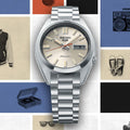 Seiko 5 Sports SNXS Series Automatic Beige Dial Silver Steel Strap Watch for Men - SRPK91K1