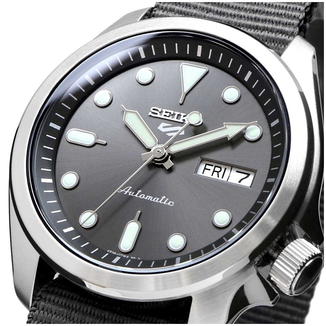 Seiko 5 Sports Automatic Grey Dial Grey Nylon Strap Watch for Men - SRPE61K1