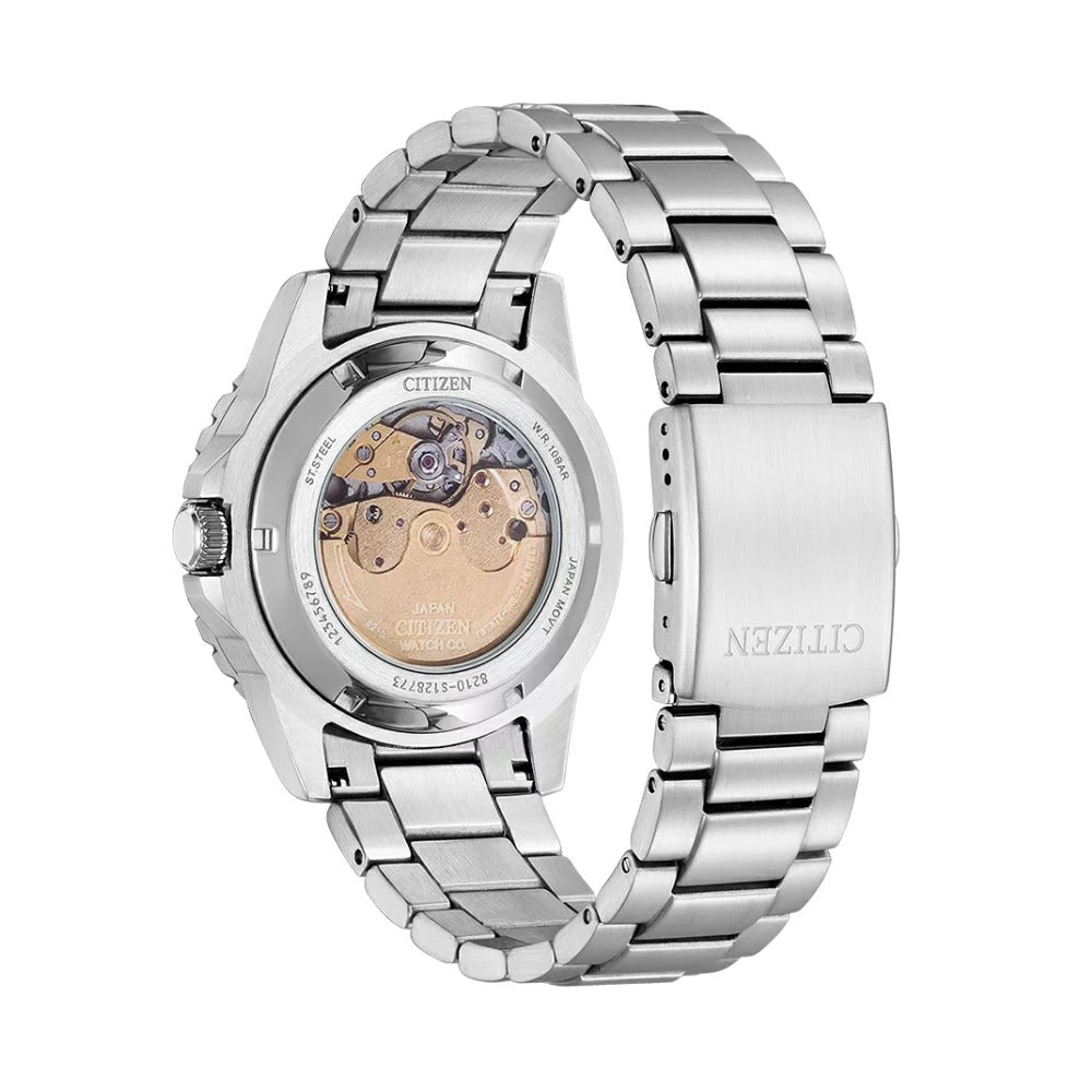 Citizen Mechanical Automatic Blue Dial Silver Steel Strap Watch for Men - NJ0178-81M