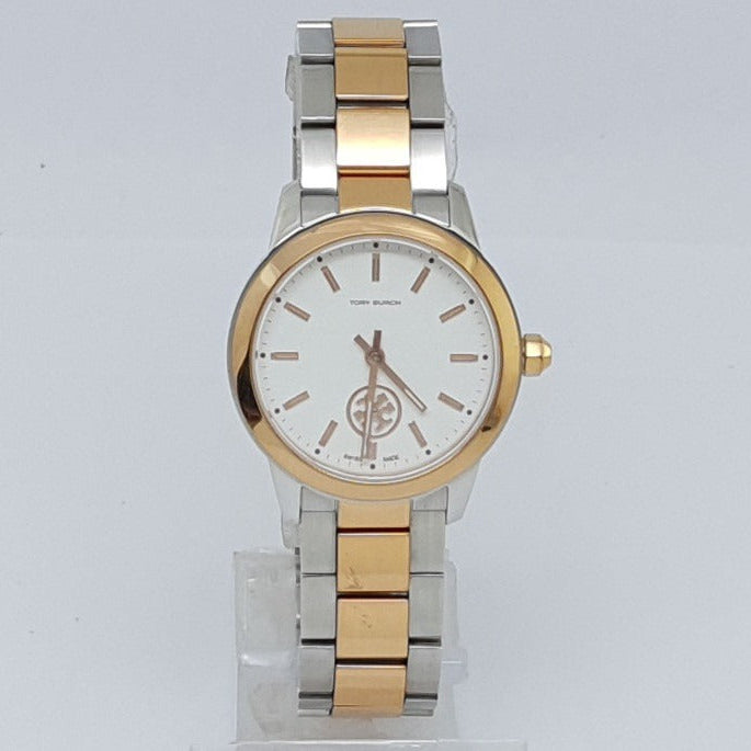 Tory Burch Collins White Dial Two Tone Steel Strap Watch for Women - TBW1306