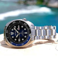Seiko Prospex Deep Blue Batman Turtle Diver's Automatic Blue Dial Silver Steel Strap Watch for Men - SRPC25J1
