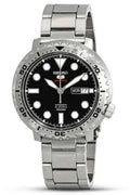 Seiko 5 Sports Automatic Black Dial Silver Steel Strap Watch for Men - SRPC61J1