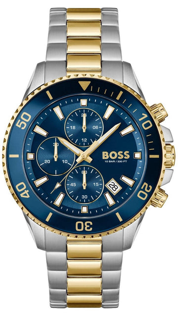 Hugo Boss Admiral Chronograph Blue Dial Two Tone Steel Strap Watch for Men - 1514257