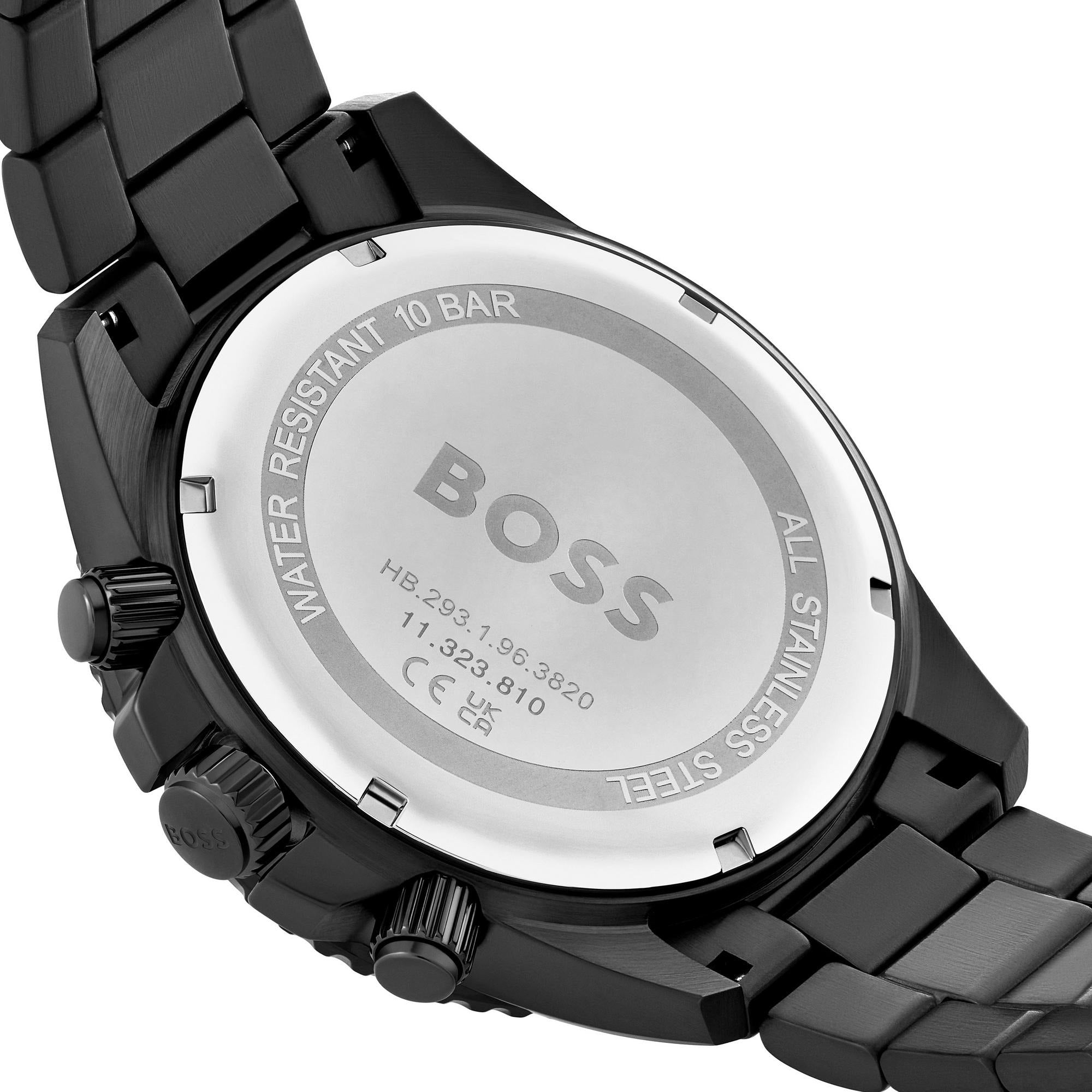 Hugo Boss Admiral Chronograph Black Dial Black Steel Strap Watch for Men - 1514258