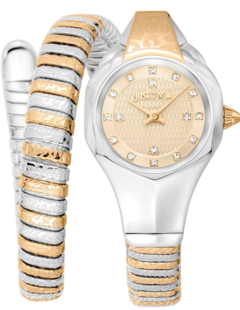 Just Cavalli Amalfi Gold Dial Two Tone Steel Strap Watch for Women - JC1L270M0055