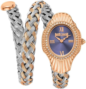 Just Cavalli Twined Blue Dial Two Tone Steel Strap Watch for Women - JC1L305M0065