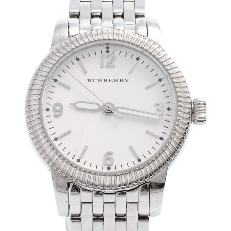 Burberry Utilitarian White Dial Silver Steel Strap Watch for Women - BU7856