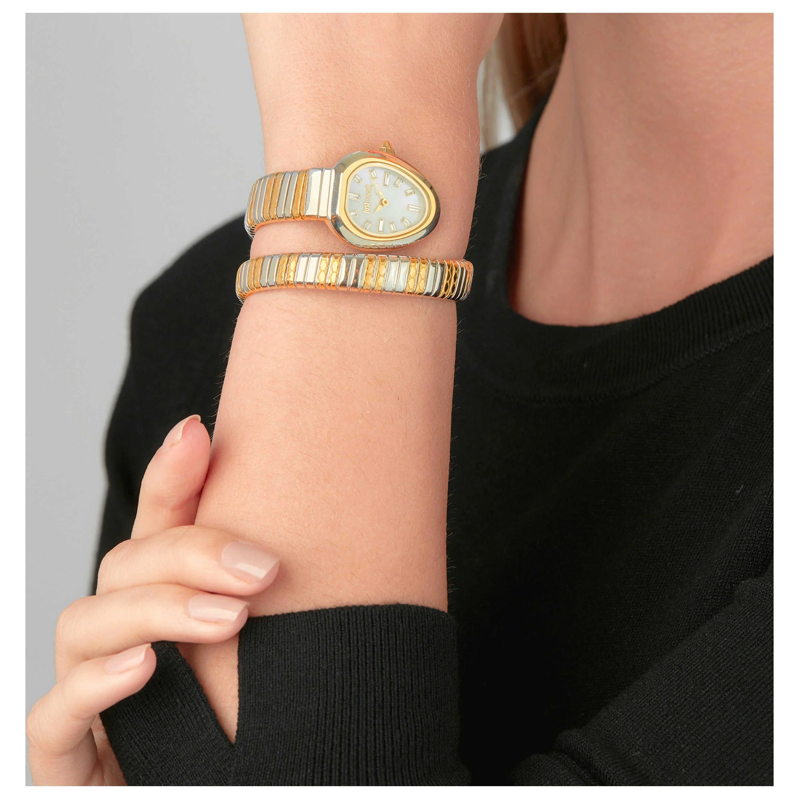 Just Cavalli Aversa Mother of Pearl Dial Two Tone Steel Strap Watch for Women - JC1L222M0055