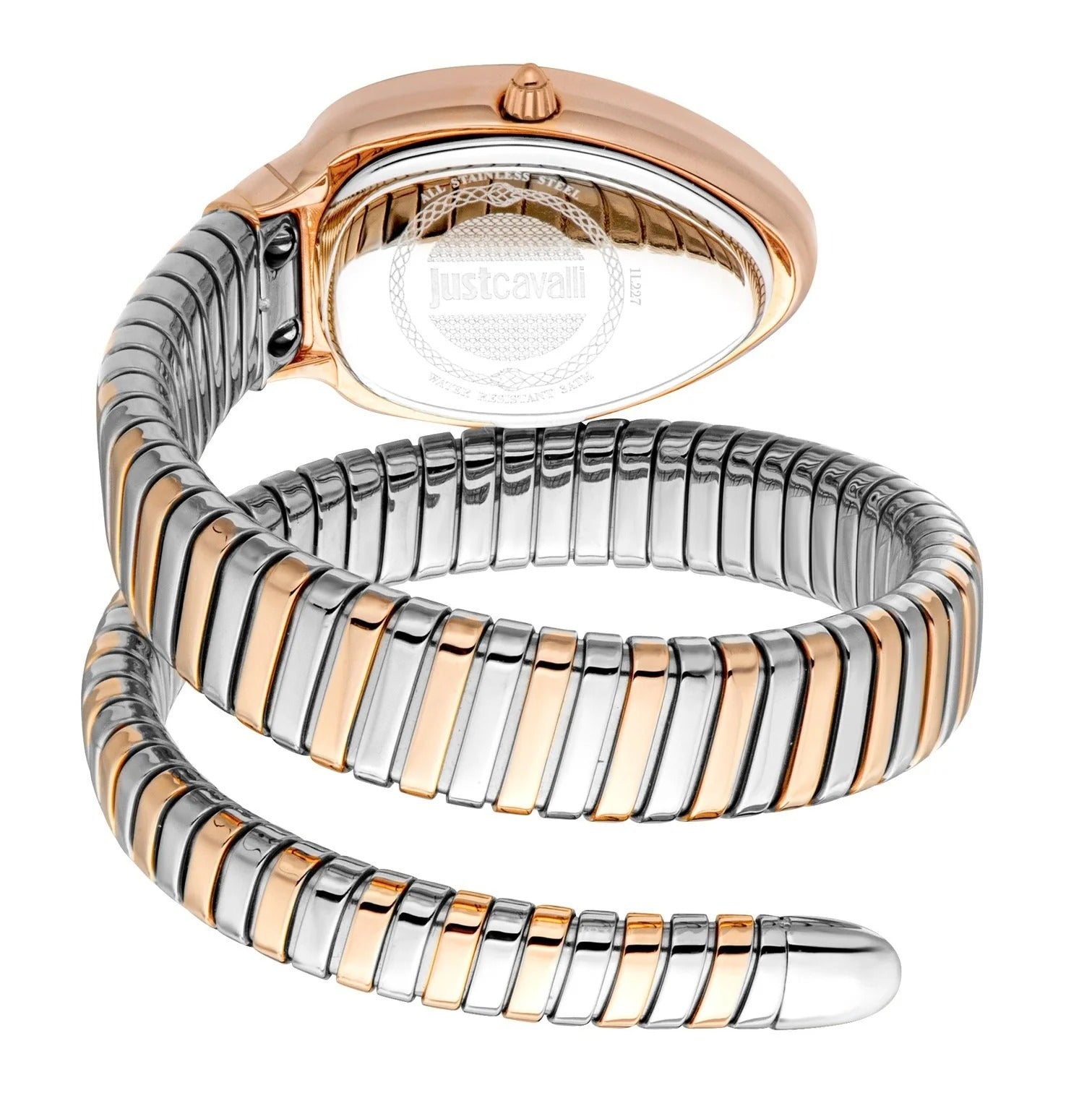 Just Cavalli Glam Evo 5 Silver Dial Two Tone Steel Strap Watch for Women - JC1L227M0075