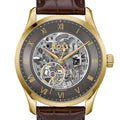 Hugo Boss Principle Skeleton Grey Dial Brown Leather Strap Watch for Men - 1514235