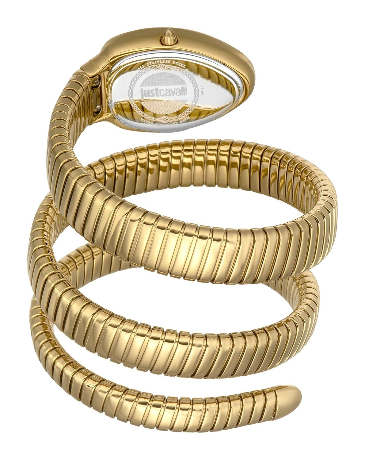 Just Cavalli Glam Evo 5 Silver Dial Gold Steel Strap Watch for Women - JC1L228M0035