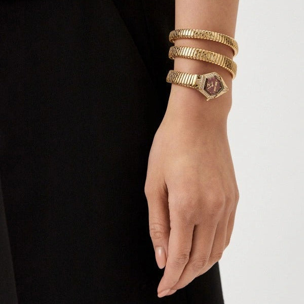 Just Cavalli Mesmerizing Red Dal Gold Steel Strap Watch for Women - JC1L304M0035