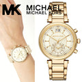 Michael Kors Sawyer White Dial Gold Steel Strap Watch for Women - MK6362