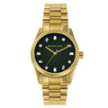 Michael Kors Lexington Three Hand Green Dial Gold Steel Strap Watch For Women - MK7449