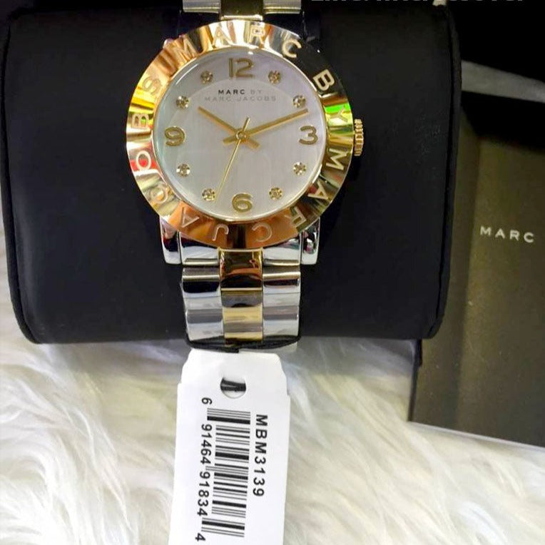 Marc Jacobs Amy Silver Dial Two Tone Steel Strap Watch for Women - MBM3139