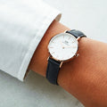 Daniel Wellington Classic Petite Sheffield White Dial Black Leather Strap Watch For Women - DW00100230