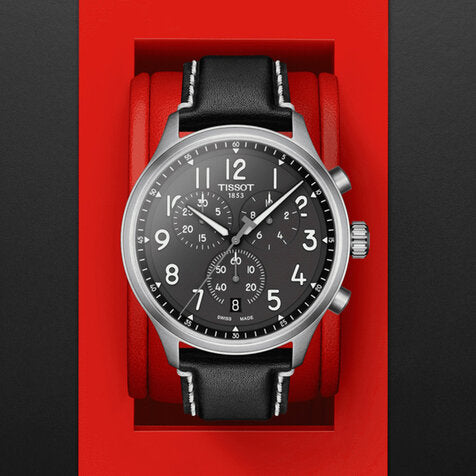 Tissot Chrono XL Vintage Quartz Black Dial Black Leather Strap Watch For Men - T116.617.16.062.00