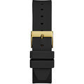 Guess Fame Quartz Gold Dial Black Leather Strap Watch For Women - GW0548L3