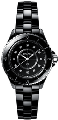 Chanel J12 Quartz Diamonds Black Dial Black Steel Strap Watch for Women - J12 H5701