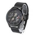 Tommy Hilfiger Spencer Skeleton Black Dial Black Mesh Bracelet Watch for Men - 1791644