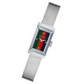 Gucci G Frame Quartz Diamonds Green & Red Mother of Pearl Dial Silver Mesh Bracelet Watch For Women - YA147510