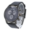 Calvin Klein City Chronograph Grey Dial Black Leather Strap Watch for Men - K2G177C3