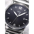 Fossil The Commuter Black Dial Silver Steel Strap Watch for Men - FS5391