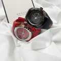 Gucci Sync Quartz Red Dial Red Rubber Strap Watch For Women - YA137303