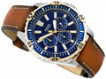Fossil Garrett Chronograph Blue Dial Brown Leather Strap Watch for Men - FS5625