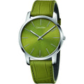 Calvin Klein City Green Dial Green Leather Strap Watch for Men - K2G211WL